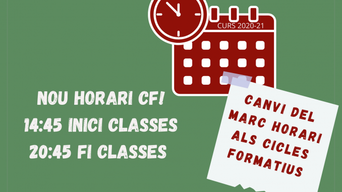 CANVI MARC HORARI de CICLES FORMATIUS